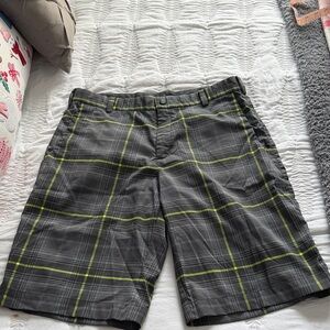 Nike Gray and Yellow Plaid Men's Shorts